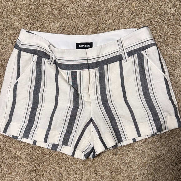 Express Pants - Express Women's Black and White Striped Shorts